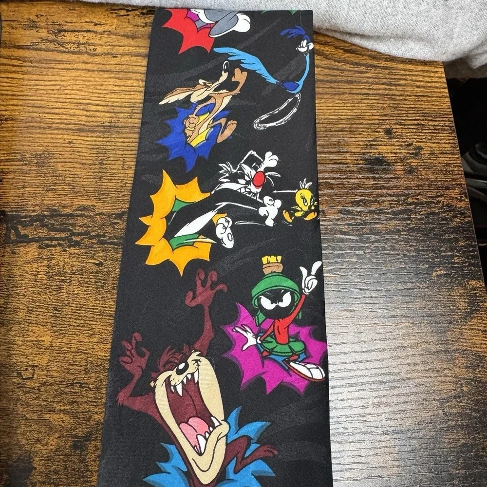 Looney Tunes Mania Necktie Cartoon Characters Black Novelty Tie Polyester 90s